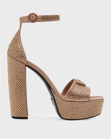 prada cognac leather ankle-strap platform sandals|Prada leather sandals.